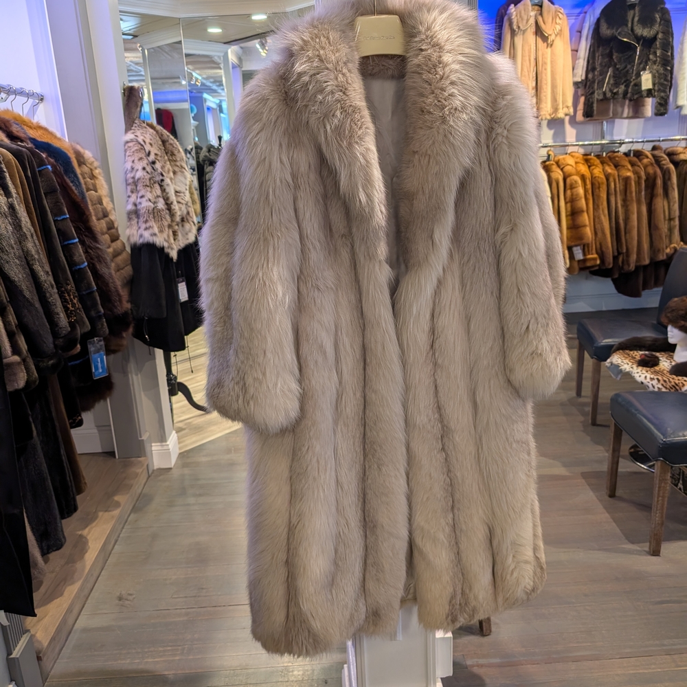 Luxurious Beige Full-Length Fur Coat